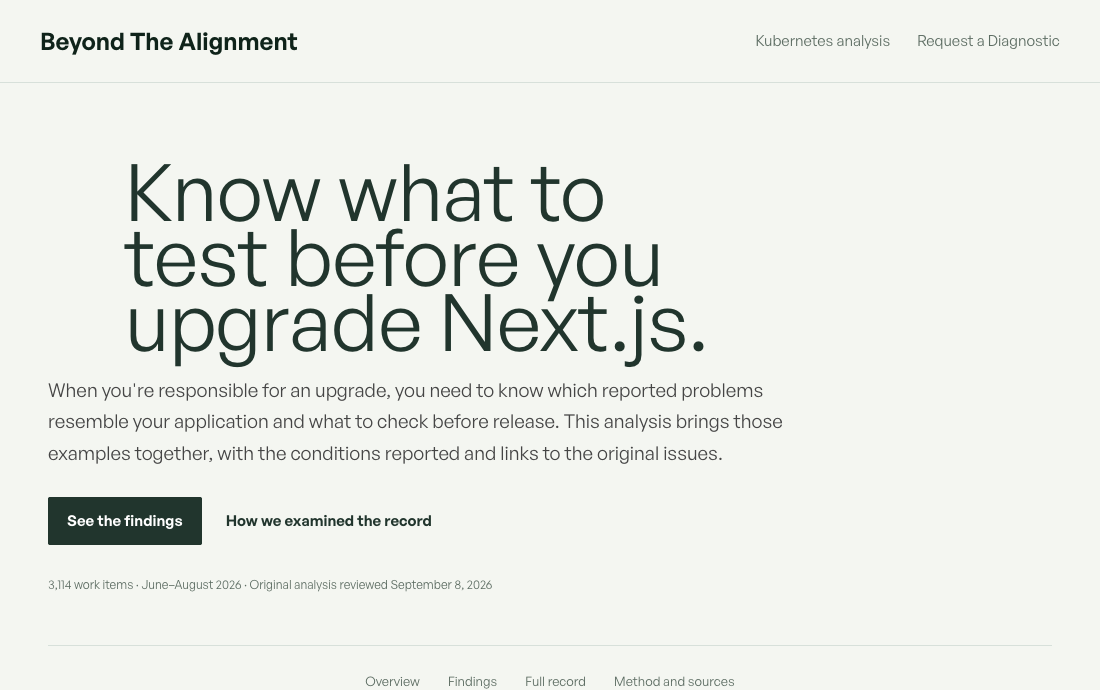 Next.js: know what to test before you upgrade analysis preview